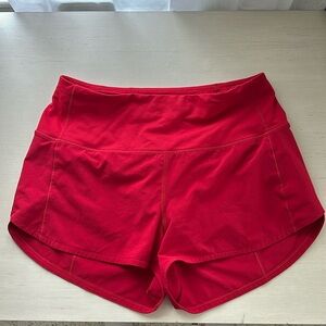 Lululemon size 6 red speed up high rise 2.5 shorts